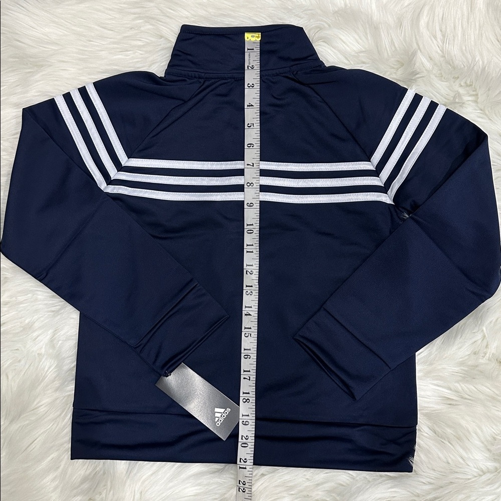 Adidas Youth Track Jacket Navy Blue Full Zip Striped Size 8 Brand New - Picture 7 of 7
